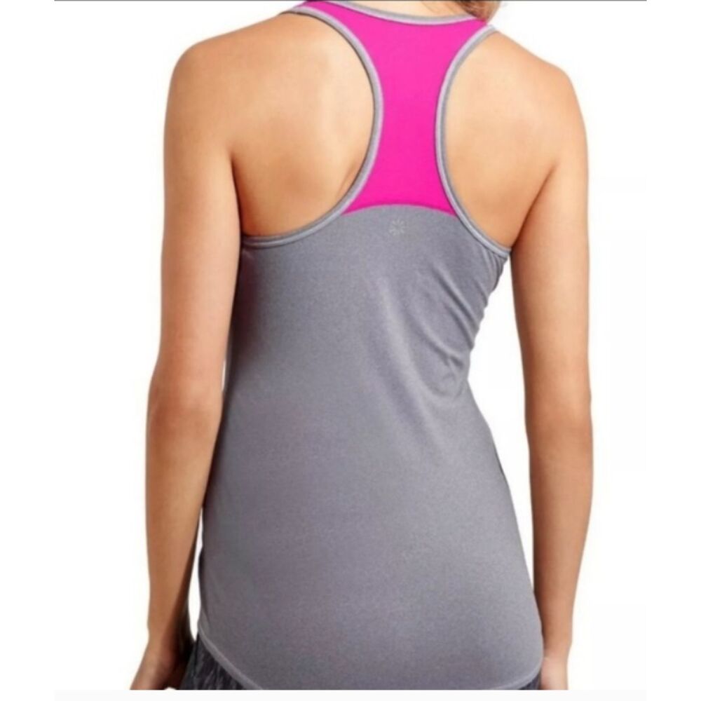 Athleta Chi Tank Top Hot Pink Grey Mesh Racerback Lightweight Workout Shirt Sz M